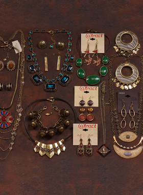 欧美老货夸张打版样品项链耳环女