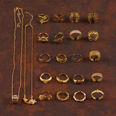 A玻璃水晶金属几何造型简约百搭叠戴女法式 港风项链戒指环镂空