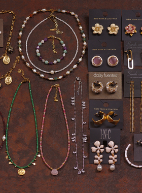 15酒红绿彩色撞色淡水天然珍珠撞色竹节多吊坠叠戴手项链耳环夹钉