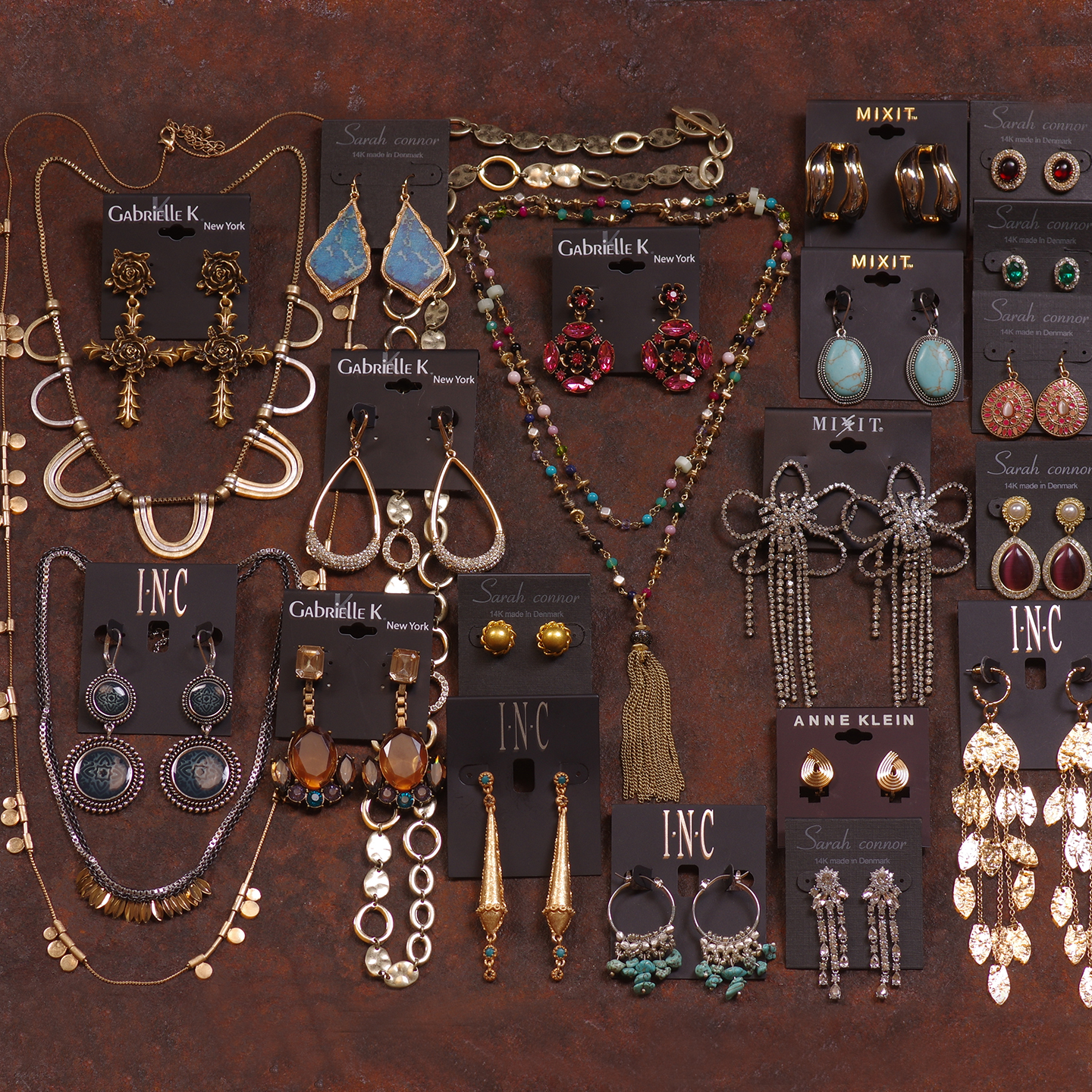 外贸西洋女夸张复古项链耳环夹女