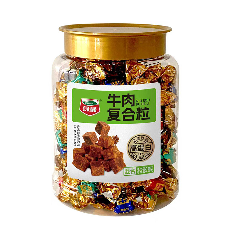 绿盛牛肉复合粒230g小吃零食沙嗲五香香辣小吃肉干制品