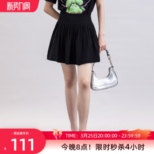 显高显瘦黑色半身裙女 歌蒂诗夏季 高腰裙裤 时尚 8D14Q0844 专柜新款