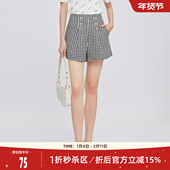 歌蒂诗新款 休闲宽松显气质千鸟格高腰短裤 女8B11K0079