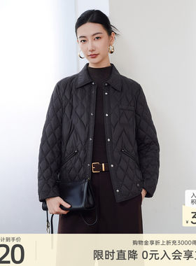 歌蒂诗专柜新款修身保暖鸭绒薄款翻领菱格羽绒服女1F36Y0668