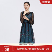 时尚 歌蒂诗连衣裙春季 专柜新款 精致网纱刺绣重工连衣裙1C10L2023