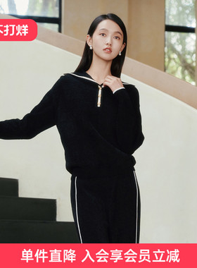 歌蒂诗冬季专柜新款时尚通勤休闲百搭翻领毛织衫女 8E41Z1511
