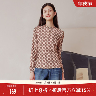 歌蒂诗冬季专柜新款时尚印花简约气质长袖套头衫女 8D42S0303