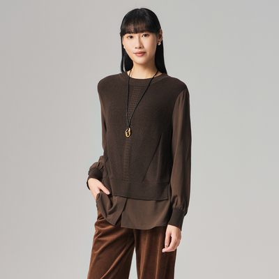 【绵羊毛】歌蒂诗冬季专柜新款时尚气质假两件针织衫女 1E41Z1774