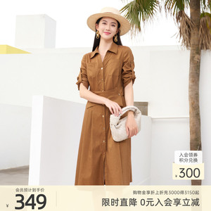 歌蒂诗夏季专柜新款小众设计款气质收腰衬衫连衣裙 8D22L3187