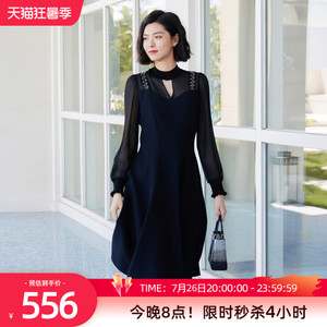 【醋酸系列】歌蒂诗春专柜高级气质小心机镂空领连衣裙 8E10L3868