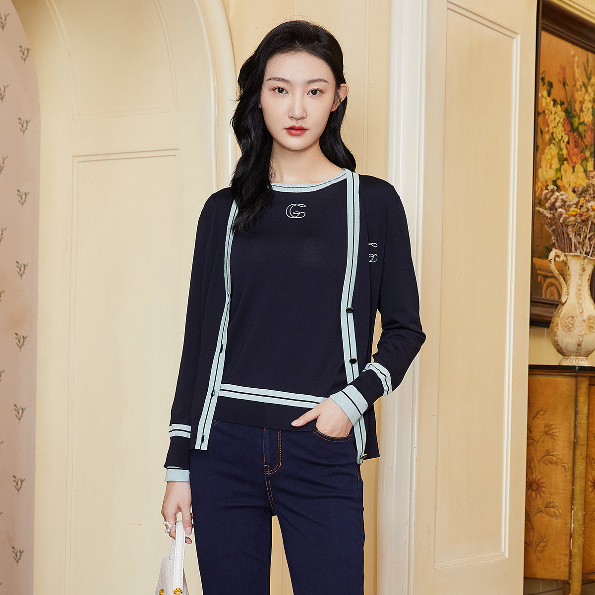 歌蒂诗简约百搭舒适针织开衫