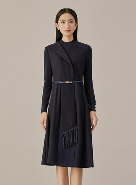 歌蒂诗冬季专柜新款简约知性优雅大气收腰连衣裙女 1D43L3053