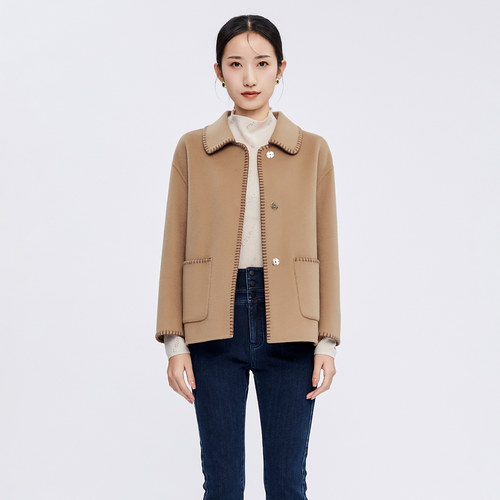 歌蒂诗毛呢绵羊毛短款大衣外套