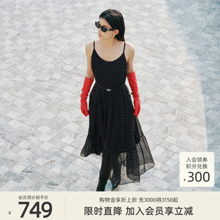 经典 歌蒂诗2025春季 专柜新款 款 8F31L4343 气质波点百搭吊带连衣裙