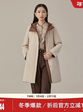歌蒂诗秋季专柜新款时尚气质保暖桑蚕丝填充棉衣女 1D33M2540