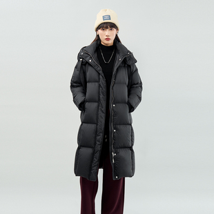 保暖连帽羽绒服 简约鸭绒中长款 3E46Y3747A 时尚 歌蒂诗2024冬新款