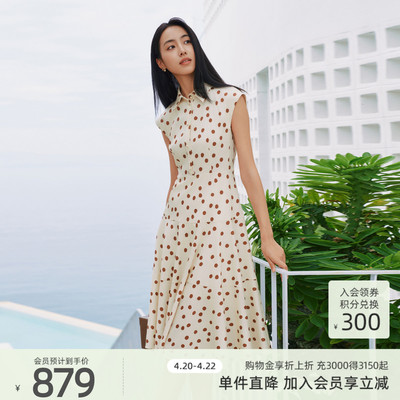 歌蒂诗夏专柜新款时尚波点气质收腰显瘦无袖连衣裙 8F21L3817