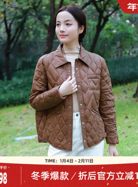 歌蒂诗冬专柜新品时尚方领菱格简约防风鸭绒短款羽绒服1E36Y0668