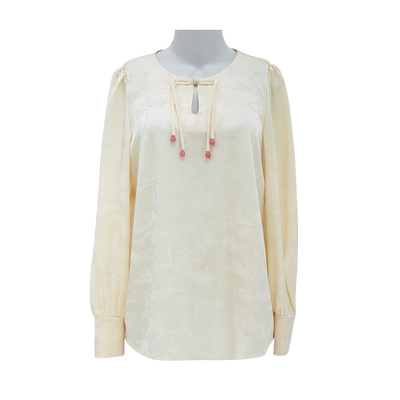 歌蒂诗春季专柜新款简约大气新中式设计长袖小衫女 8E31S1389