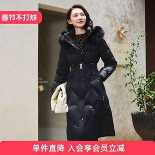 歌蒂诗冬季专柜新款时尚保暖狐狸毛领连帽羽绒服女 1D43Y3548