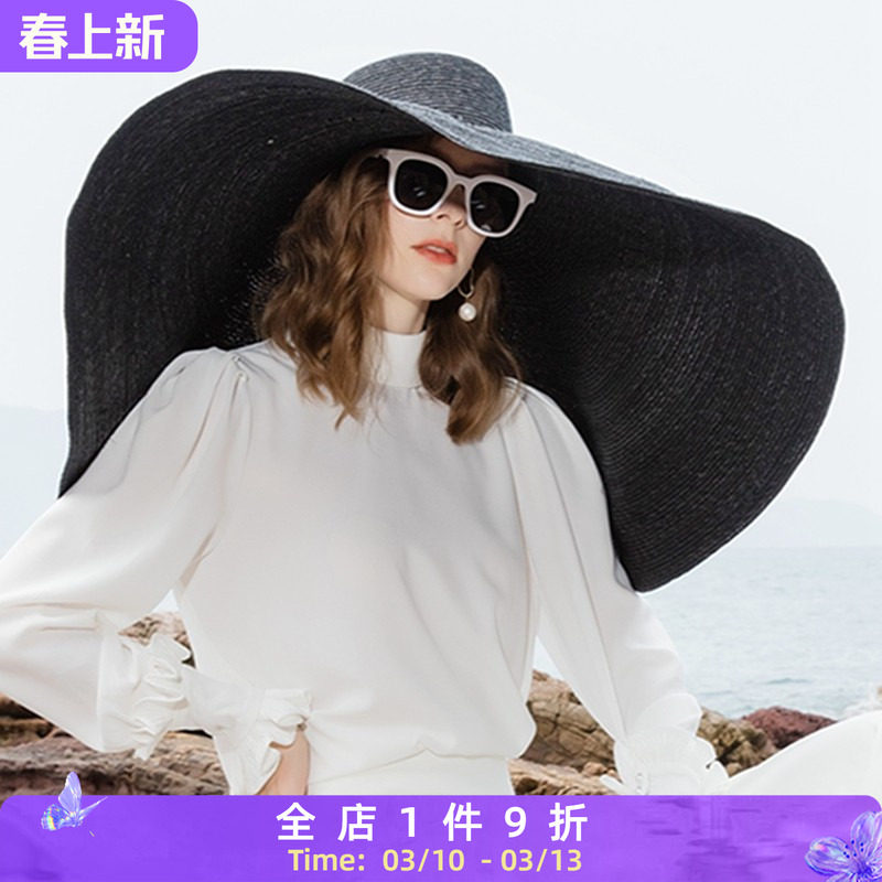 EE 夏季新款时尚百搭优雅气质遮脸遮阳帽女防晒防紫外线女帽