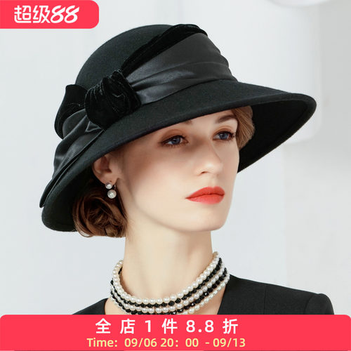 显脸小适合圆脸羊毛礼帽加大码
