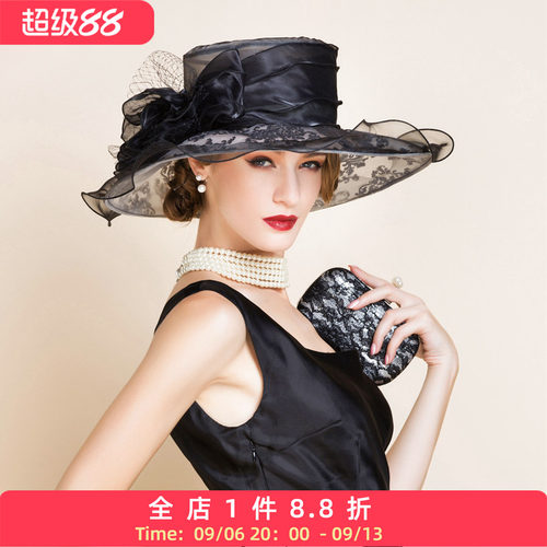 欧美优雅休闲百搭遮阳帽子女礼帽