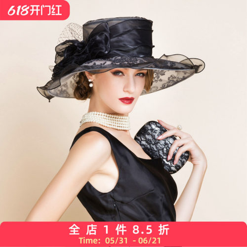 欧美优雅休闲百搭遮阳帽子女礼帽