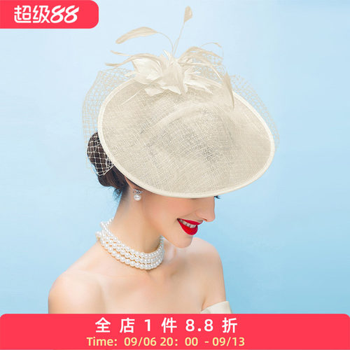 EE夏季新款帽子女英伦时尚亚麻帽