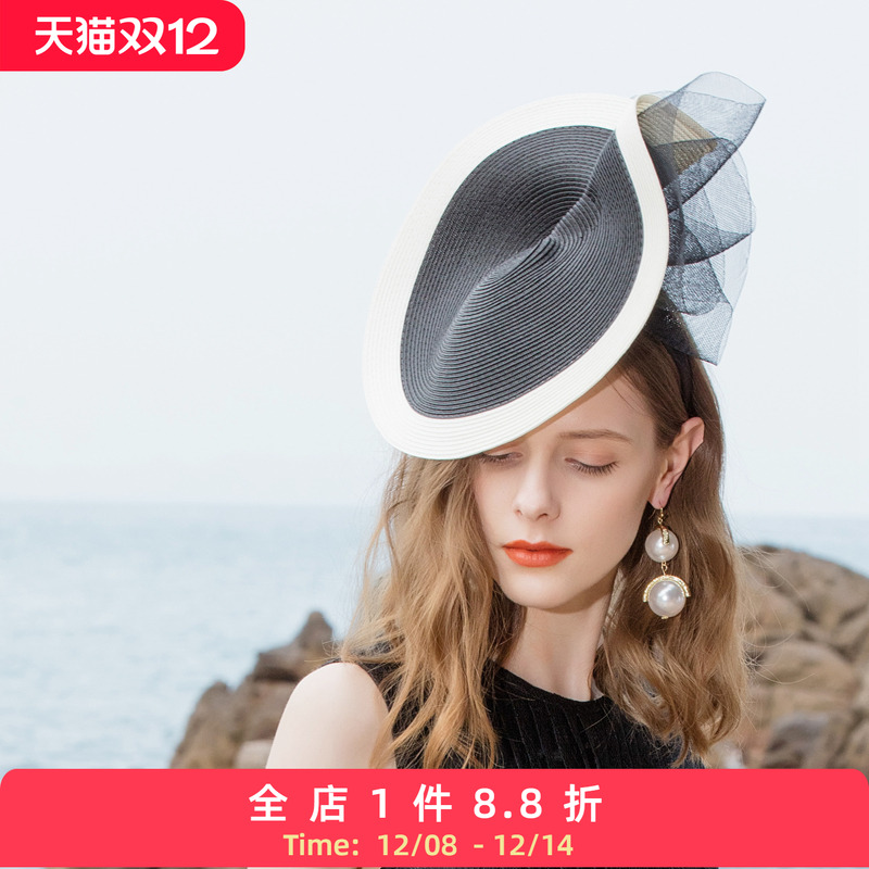 】春夏新款英式纱优雅帽子女礼帽