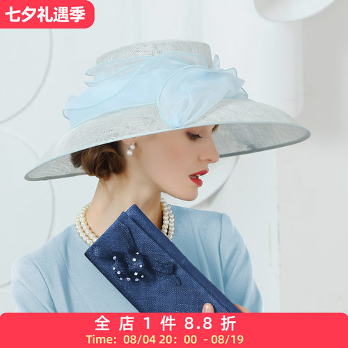 EE 新款时尚麻纱帽子女 优雅百搭正装英式宴会礼帽女英伦