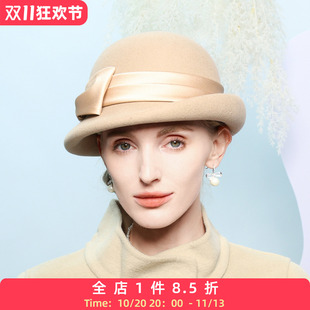EE设计师新款 韩版潮百搭帽子女冬天 甜美可爱冬季时尚大檐羊毛帽