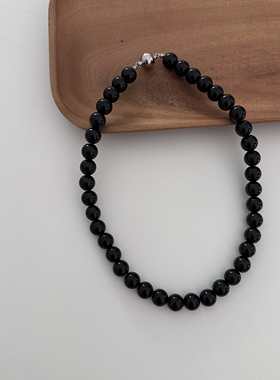 韩代25fw时髦精黑色珠珠项链