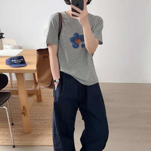 小喵手绘印花宽松显瘦短袖T恤