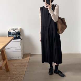 【小喵】韩代26ss时尚减龄背后设计感圆领无袖宽松显瘦叠搭连衣裙