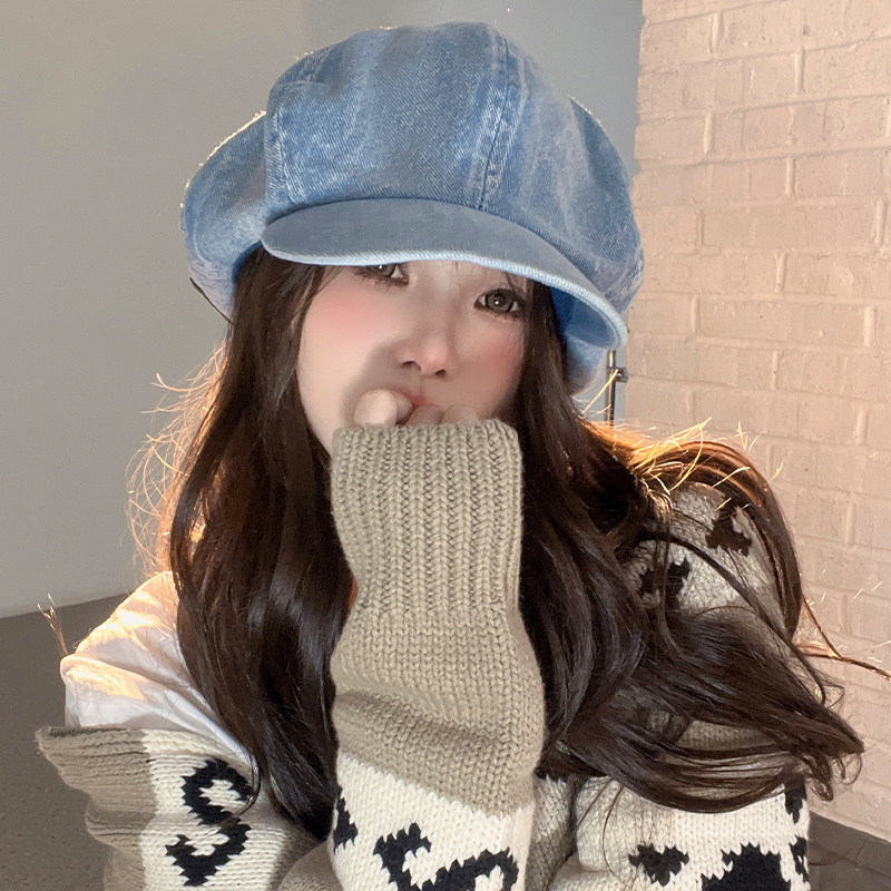 八角帽约会逛街甜美减龄女图片