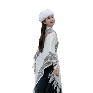 民族风围巾套头防晒披肩女薄款云南青海草原旅游穿搭丝巾海边沙滩