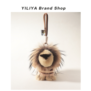 YILIYA真獭兔毛穿衣手绳小狮子可爱毛绒公仔包包挂件包挂饰包配饰