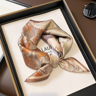 真丝丝巾复古小花新款100%桑蚕丝方巾搭配衬衫高级感百搭围巾领巾