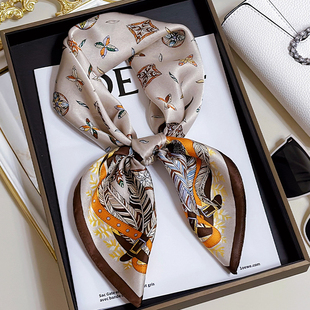 苏杭喜利杭州100%真丝桑蚕丝小方巾女印花丝巾韩版高级感围巾披肩
