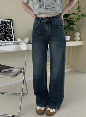 2024秋新款Jeans阿凡牛A3548四面弹宽松显瘦窄版女牛仔直筒阔腿裤