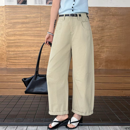 2026夏季新款jeans阿凡牛A5669宽松显瘦九分女牛仔老爹直筒弯刀裤