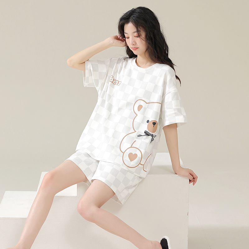 睡衣女纯棉短袖家居服
