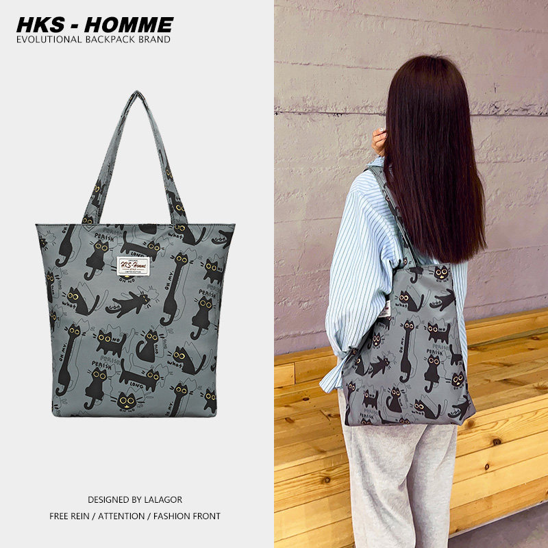 小众单肩包女托特包通勤书包帆布包女手提袋购物袋大容量补课书包