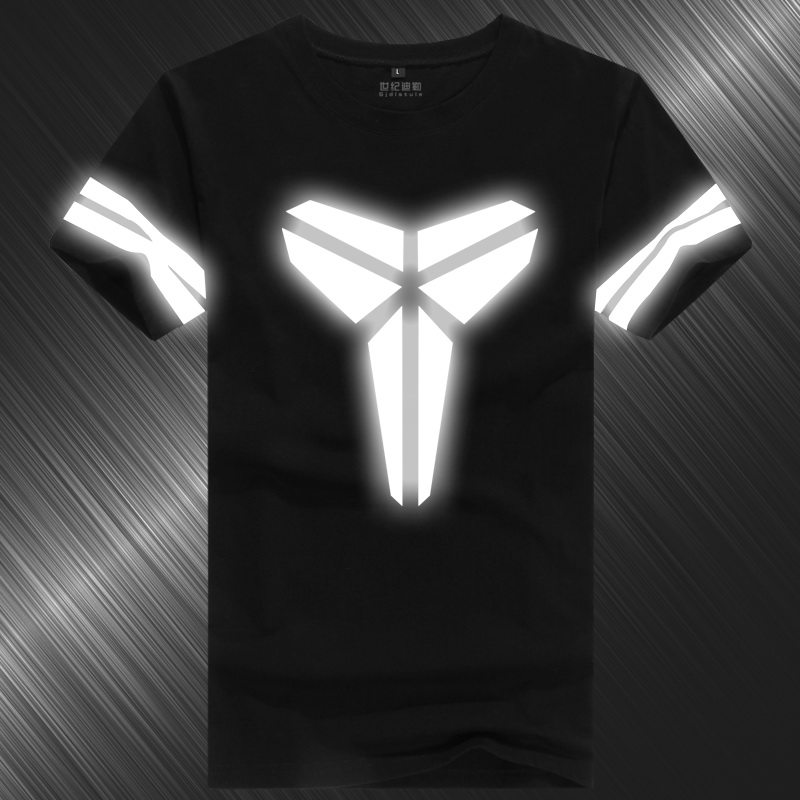 2016夏科比篮球t恤黑曼巴夜光反光衣服加肥大码24号运动短袖男士