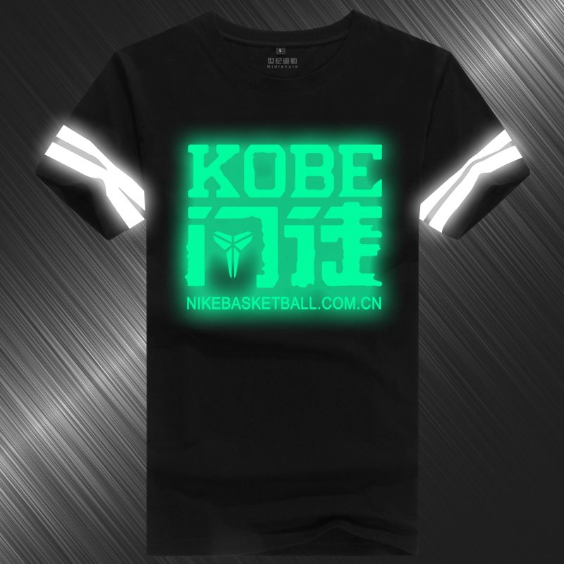 2016夏科比篮球t恤黑曼巴夜光反光衣服加肥大码24号运动短袖男士