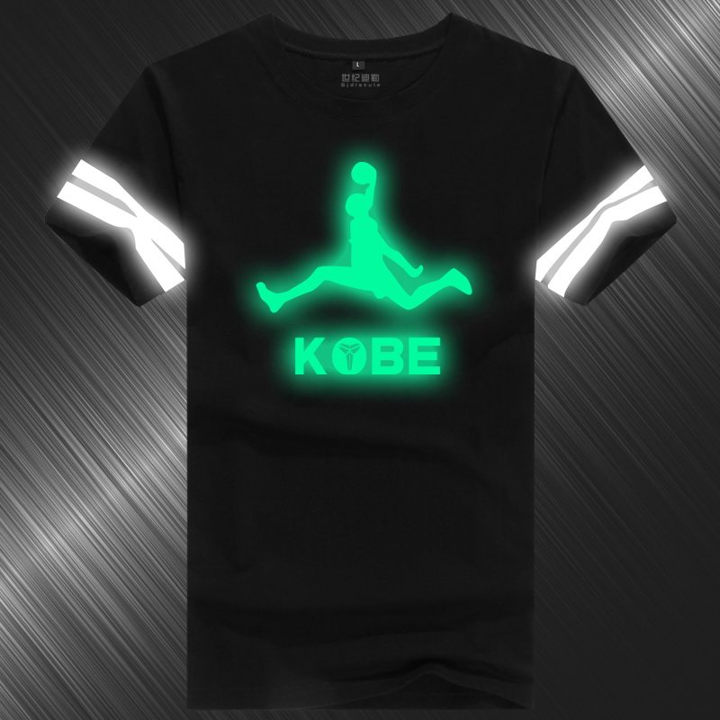 2016夏科比篮球t恤黑曼巴夜光反光衣服加肥大码24号运动短袖男士