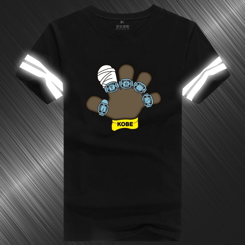 2016夏科比篮球t恤黑曼巴夜光反光衣服加肥大码24号运动短袖男士