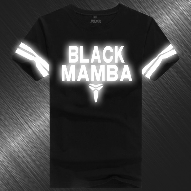 2016夏科比篮球t恤黑曼巴夜光反光衣服加肥大码24号运动短袖男士