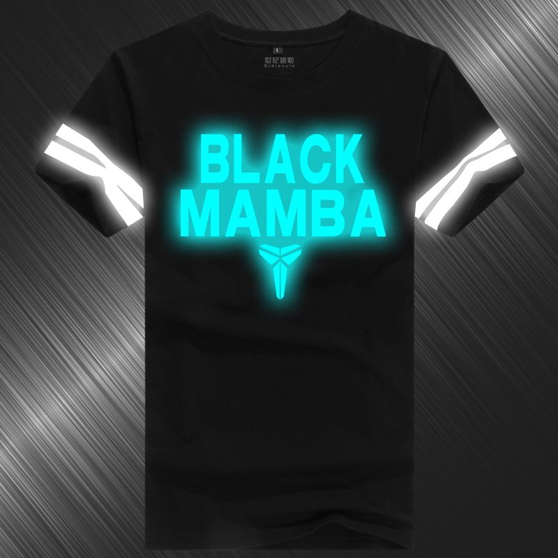 2016夏科比篮球t恤黑曼巴夜光反光衣服加肥大码24号运动短袖男士